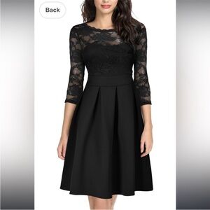 Miusol Black Lace cocktail midi Dress size M